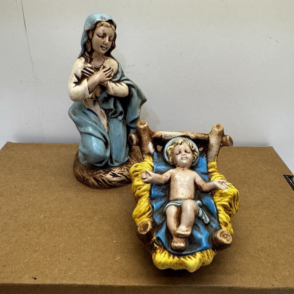 VTG 1965 Atlantic Mold Nativity Mary & Baby Jesus Ceramic Figurine Replacements
